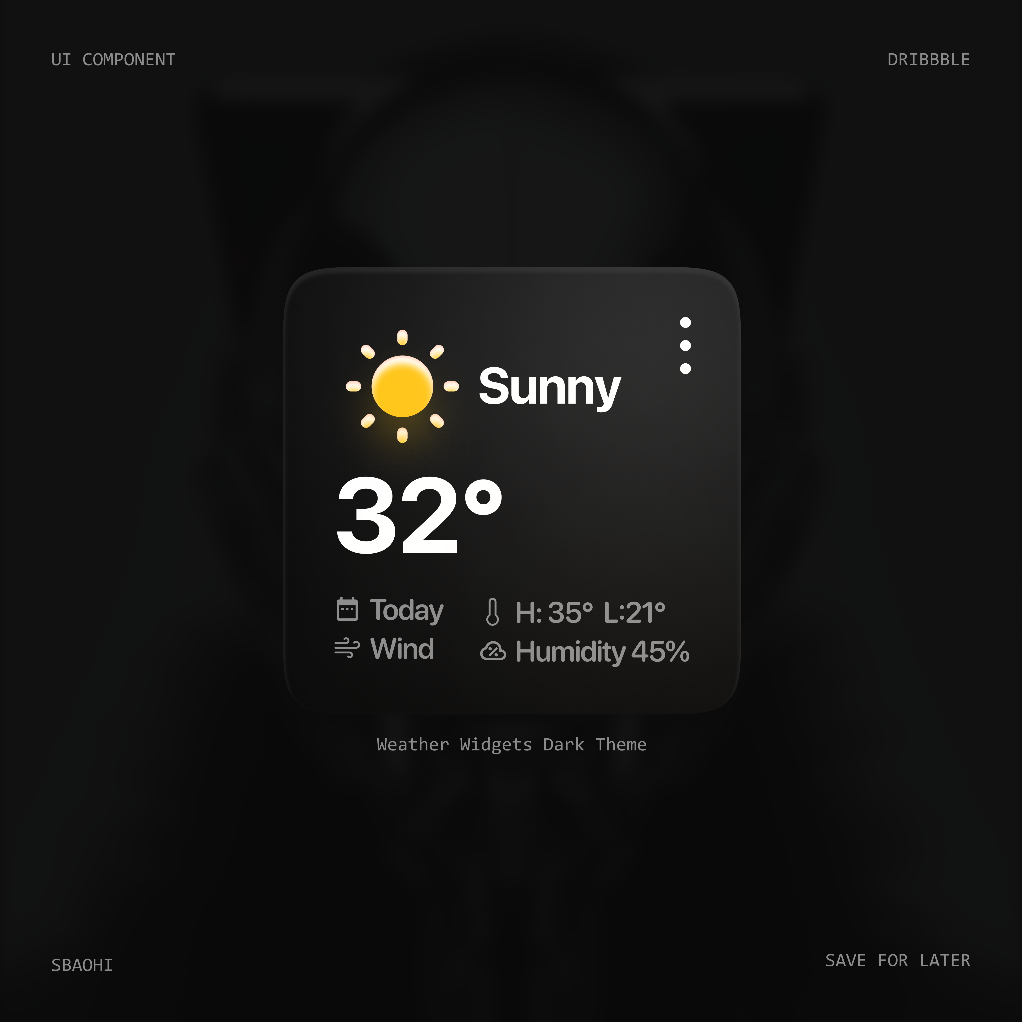 Weather widgets - Dark mode branding dark mode dark theme ios widgets product design ui component ui element ui widgets user interface weather widgets