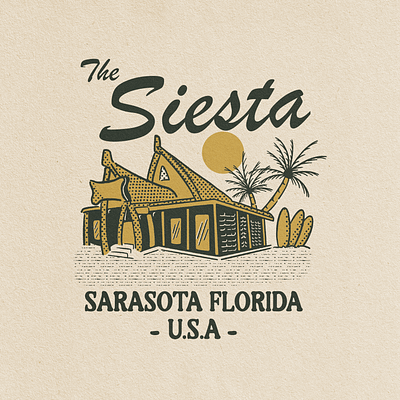 The Siesta aloha america apparel branding character design design graphic design hawaii illustration logo logo type merch motion graphics surfing tshrith design vintage