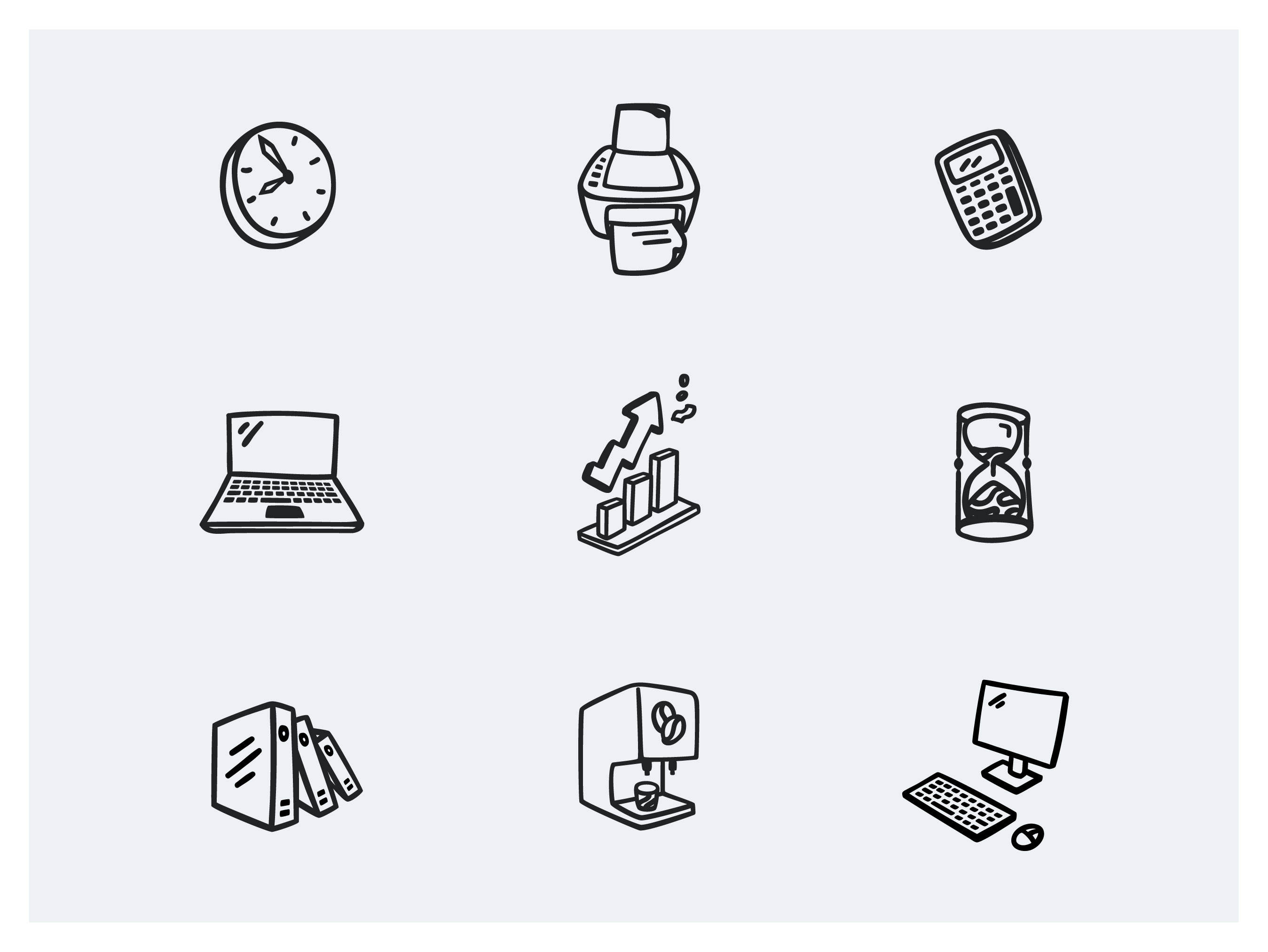 Office Doodle Icons doodle growth icons illustrations office time work