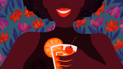 Joy as Resistance black botanical cocktail flower flowers girl happy illustration joy race smile texture vector