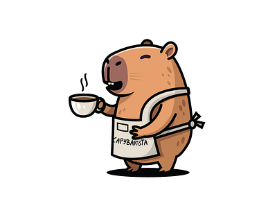 Capybarista animal apron barista capybara coffee coffee shop cute elementary illustration mascot quirky rodent service