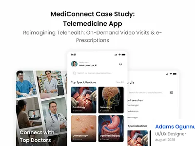 MediConnect: A HIPAA-Compliant Telemedicine App - Case Study app appointment design doctor figma health healthcare landing page medical patient telehealth telemedicine ui ux website