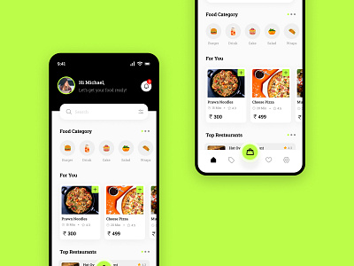 Foodie Express - App UI Challenge animation app banner black branding dailyui experience figma green homepage illustration mobile motion graphics productdesign trend ui ux viral
