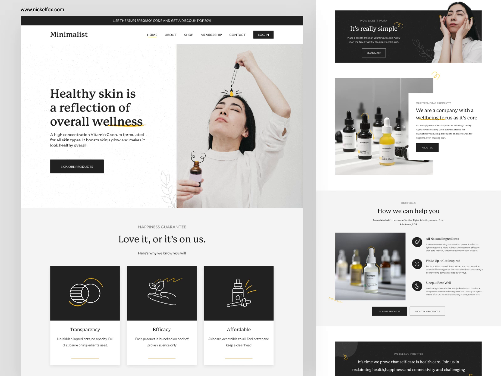 Landing Page Design: Web Site UI Minimalist Website By Nickelfox - UI ...