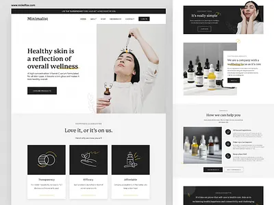 Landing Page Design: Web Site UI Minimalist Website animation app cosmetic dashboard design home homepage landing landing page motion site skincare ui ux web design web page web site webpage website wellness
