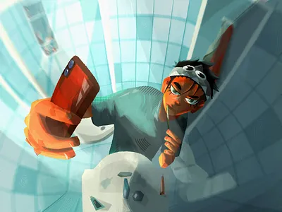 Bathroom selfie art design digital digital illustration drawing illustration procreate