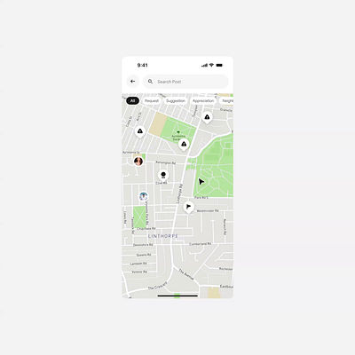 Map Post animation animation hover interaction map micro interaction minimal mobile mobile design touch ui
