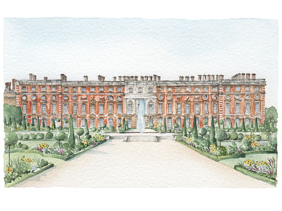 Hampton Court Watercolour architecture building design illustration landmark venue illustration watercolor watercolour