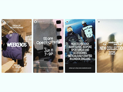 WEEKENDS Stories adventure branding design fashion identity layouts logotype outdoor supply social media templates typography weekends