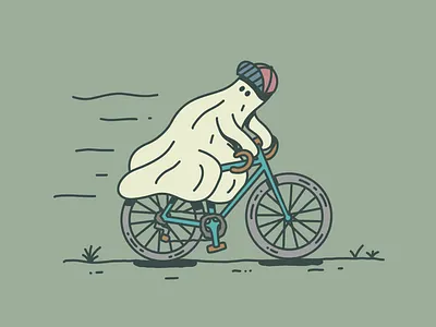 Ghost Ride biking comic comic art ghost hand drawn illustration indie comic indie game line art pop surrealism vector vector comic art vector line art wheel world