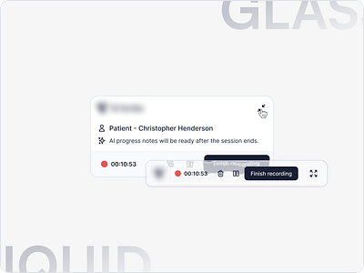 Session Recording Component ai brightminimalism calltoactionui cleanlayout design digitalhealthdesign healthtechui herosectiondesign interfaceinspiration minimalinterface moderndashboard sessionrecording softui strategicwhitespace ui user experience ux uxforhealthcare uxui webappdesign