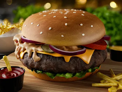 3D Hamburger 3d 3d modelling blender3d draw food render