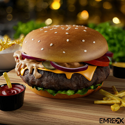 3D Hamburger 3d 3d modelling blender3d draw food render