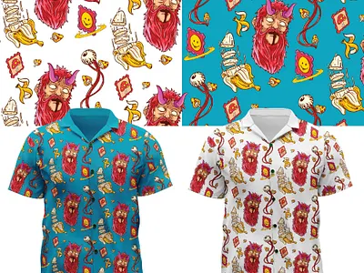 Playful Pattern Design – Devilish Delight 🍌🎨 illustrated shirt