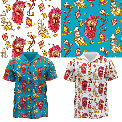 Playful Pattern Design – Devilish Delight 🍌🎨 illustrated shirt