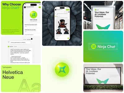 Ninja Chatbot Brand Identity app design bilboard brand brand identity branding chatbot chatbot app chatgpt logo ninja product design purwa adi wicaksana shinobi