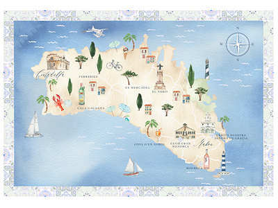 Illustrated Watercolour Map branding design illustrated map illustration map watercolor watercolour wedding map