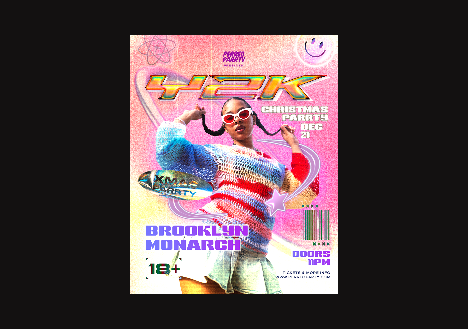 Y2K Christmas Digital Event Poster design digital design event poster graphic design poster