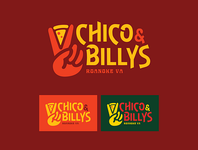 Chico & Billys Pizza - Logo Concept hand hippy italian peace pie pizza roanoke virginia