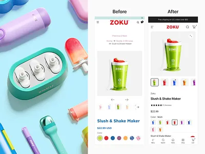 ZOKU - Mobile PDP B&A branding design design agency ecommerce shopify agency ui