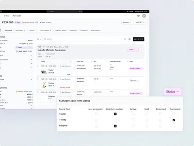 Order fulfilment UI — Scalable status Assignment app components design ui ux web