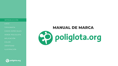 Manual de Marca - Poliglota brand book branding graphic design green identity