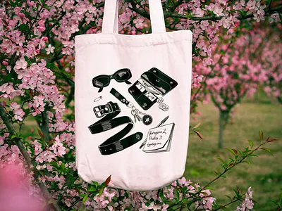Tote bag design canvas tote bag graphic design line drawing tote bag illustration