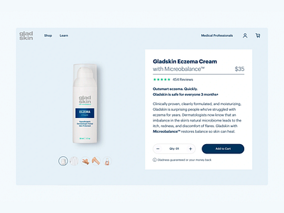 Minimal Product Page for Skincare add to cart cart section clean interface conversion focused cream product ecommerce layout healthcare medical product micro interactions product display product page purchase responsive design skincare design trust design typography ui layout user journey ux design