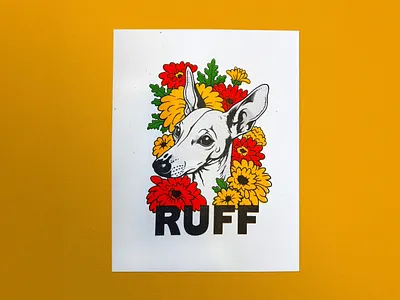 Risograph Italian Greyhound Print brand dog floral flowers illustration italian greyhound print risograph ruff