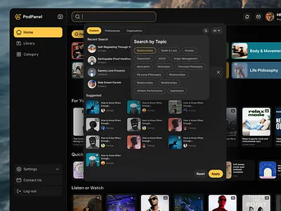 Podcast Dashboard Design analytics app design b2b dashboard design design hr rumen landing page live podcast live streaming app mobile app music app podcast podcast app podcast design product design saas saas app saas design saas elements ui