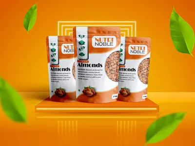 Nutri Noble Almonds – Premium Packaging Design food packaging label and packaging packaging design packaging labels pouch pouch design pouch packaging snack brand snack food