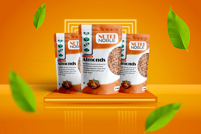 Nutri Noble Almonds – Premium Packaging Design food packaging label and packaging packaging design packaging labels pouch pouch design pouch packaging snack brand snack food