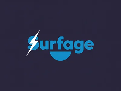 Electric Blue "SURFAGE" Logo with Lightning Bolt branding design graphic design illustration logo logo design typography ui ux vector