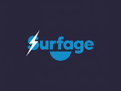 Electric Blue "SURFAGE" Logo with Lightning Bolt branding design graphic design illustration logo logo design typography ui ux vector