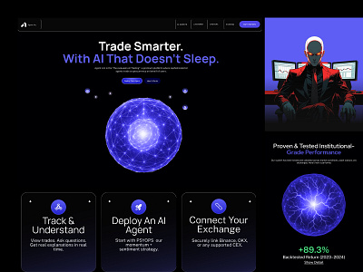 Futuristic AI Crypto Trading Platform UI – Dark Mode Dashboard ai trading blockchain ui crypto exchange crypto trading cryptocurrency dark mode dashboard ui fintech ui futuristic design investment app modern dashboard trading bot trading platform ui design web design