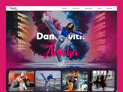 Dance Academy Website UI – Bold & Energetic Design artistic website colorful design creative web design dance academy dance school ui dance website energetic design event website landing page design modern website performer portfolio vibrant ui