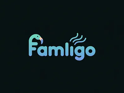 Minimalist Gradient Logo for "FAMLIGO" – Stylized Flamingo Brand branding design graphic design illustration logo logo design typography ui ux vector