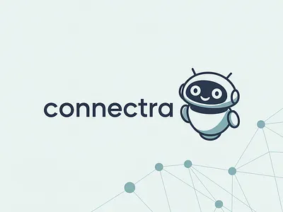 Modern Connectra Logo with Minimalist Friendly Robot Mascot branding design graphic design illustration logo logo design typography ui ux vector
