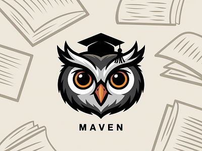 Wise Owl Mascot Logo for Maven University with Graduation Cap branding design graphic design illustration logo logo design typography ui ux vector