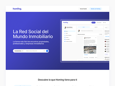 Homing - Landing Page design hero landing page ui ux web design website