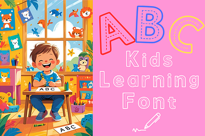 ABC Kids Learning Font abc abc learning alphabet elementary family family time kids kids font kinder care learning origina font parents school teachers toddler