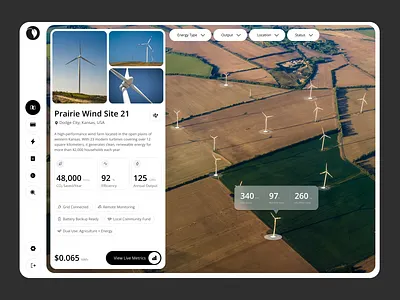 Wind Energy Dashboard UI – Clean, Data-Driven & Sustainable branding dashboard design interface logo sustainability ui uiux ux web web design website design wind power