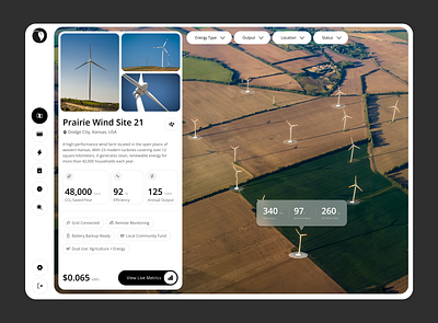 Wind Energy Dashboard UI – Clean, Data-Driven & Sustainable branding dashboard design interface logo sustainability ui uiux ux web web design website design wind power