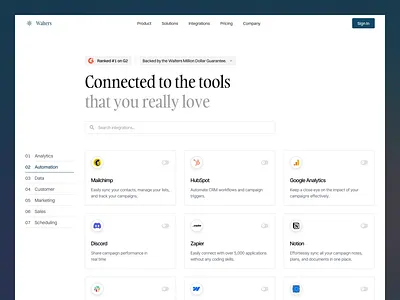 Walters - AI Agent Website ai animation clean design digital internet landing page login login page modern motion graphics saas sign up technology ui uidesign ux uxdesign web analytics website