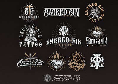 Sacred Sin Tattoo - Premium Brand Identity Package brand identity company branding hand lettering mascot logo rebranding tattoo artist tattoo company tattoo shop ui
