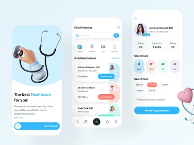 Online doctor appointment app app app ui appui clean design doctor app hospital app medical app minimal design mobile app mobile ui online doctor app online treatment app popular trendy ui ui ui design uiux ux