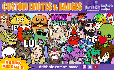Custom Twitch Emotes & Sub Badges animated emotes anime badges custom emoticon custom stickers custom sub badges design emote emotes emoticon icons illustration logo stickers sub badge sub badges twich sub badges twitch twitch emote twitch emotes
