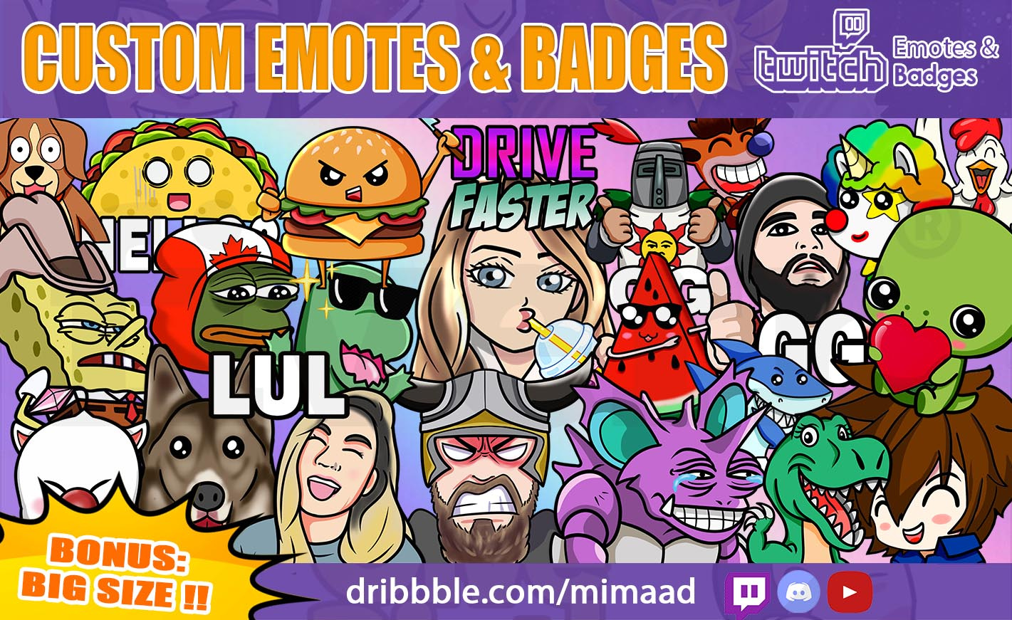 Example of Custom Twitch Emotes & Sub Badges