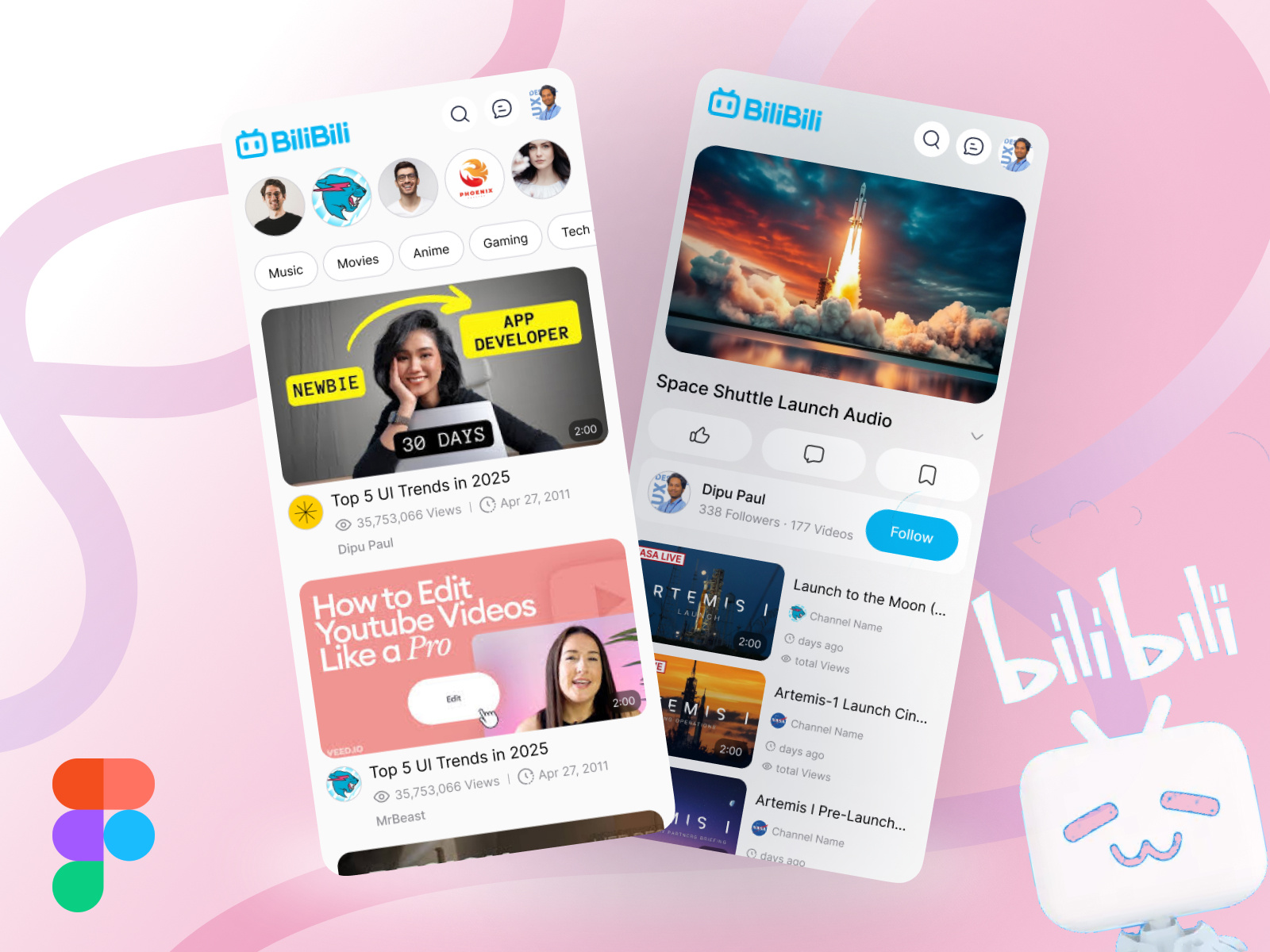 Example of Bilibili Mobile App Redesign Concept