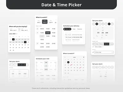 UX Date & Time Picker accommodation assets booking booking app calendar date date picker date range design design system ecommerce experience inline calendar library predefine time product design scroll wheel time picker ui ux